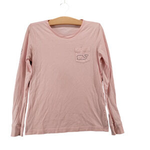 Vineyard Vines Women's Whale Chest Pocket T-Shirt Pink XS Long Sleeve Cotton